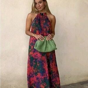 ZARA Multicolor Halter Maxi Dress NWT